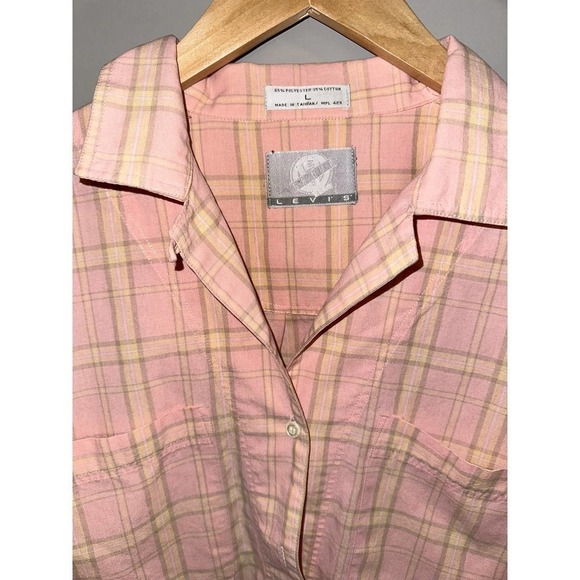 VINTAGE Levi's Group 12‎ Short Sleeve Plaid Button Down Shirt - Size Large - Picture 2 of 3